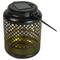 7" Black Diamond Cutout LED Outdoor Solar Lantern with Handle